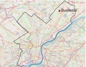 Map showing Bustleton PA 